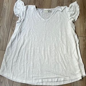 Rachel Zoe Flutter Sleeve Linen Shirt Size 2X
